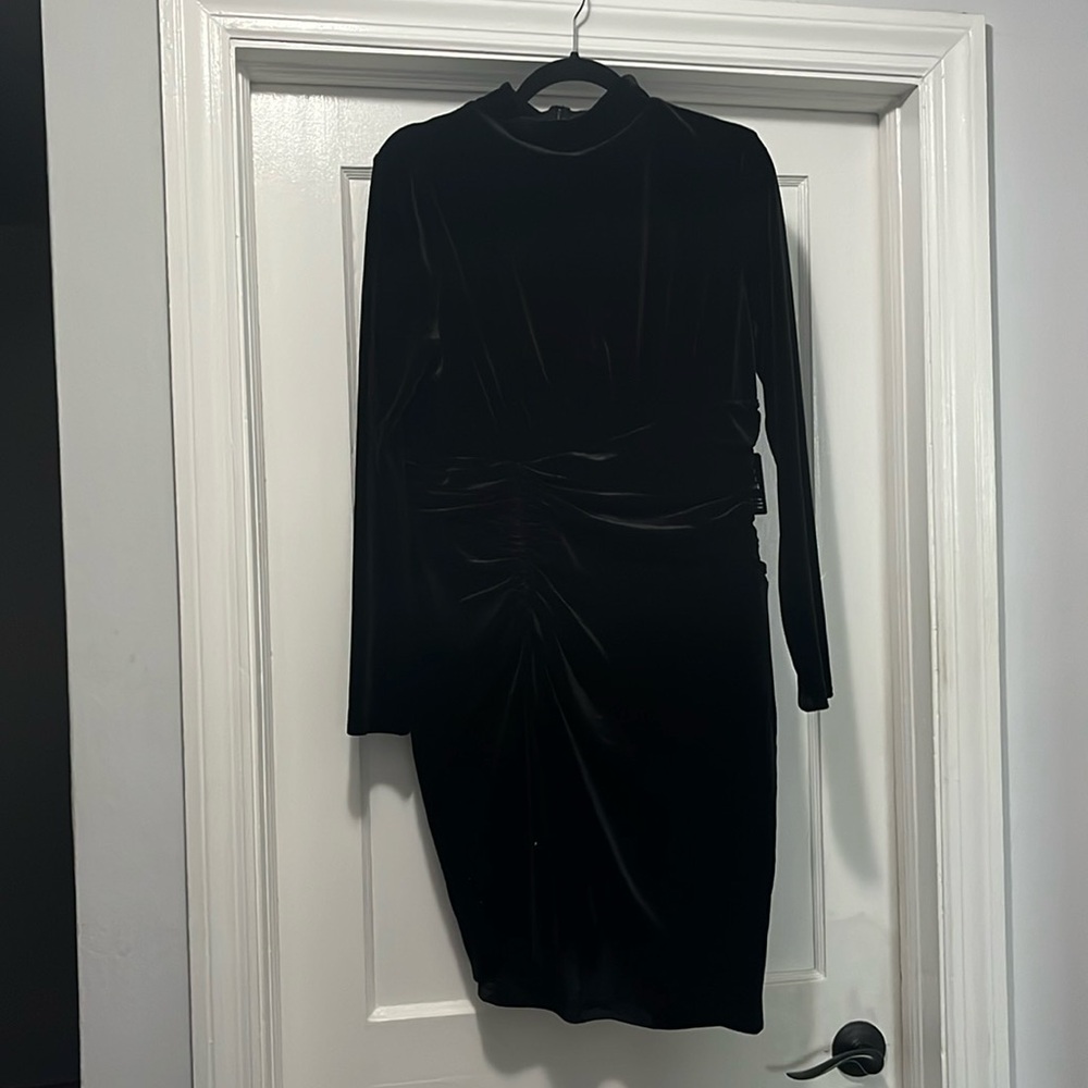 Black velvet mini dress